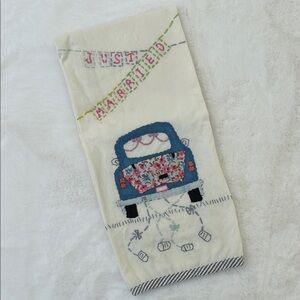 Anthropologie Just Married Tea Towel - Blue and White